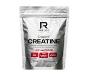 Reflex Nutrition Creapure® Creatine Monohydrate Powder Unflavoured - 100% Creatine for Strength, Muscle Gains & Recovery - No Fillers or Additives - 500g (Vegan Creatine 5g per Serving, 100 Servings)