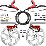 DYISLAND LD-200PLUS E-Bike 2-Pistons Hydraulic Disc Brake Set 2-PIN Power-Off Electric Induction Control System Hydraulic Brake Sets(with 2Pcs 180mm 2.3mm Thick Rotors) (Red-Front1000mm/Rear1850mm)