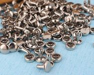 Nimida ™ Round Headed Flat Double Capped Large Size Metal Tubular Tablet Rivets Buttons (Silver, 9 mm) - Pack of 100…