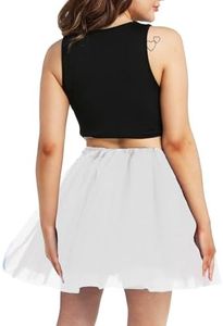 Women Teens Tutu Adult 4 Layered Tulle Skirt with Satin Lined Dance Non See-Through Tutu Halloween Costumes (US, Alpha, 4X-Large, Regular, Regular, White)