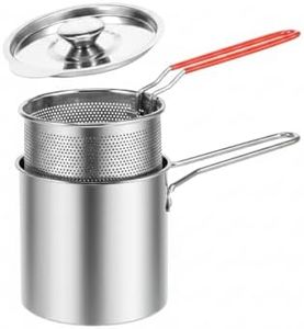 Mini 304 Stainless Steel Deep Fryer Pot With Basket, Gas & Induction Stovetop Compatible Small Fryer for Fries, Chicken Wings, Shrimp - Druvix