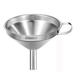 Lakatay 5-Inch Food Grade Stainless Steel Kitchen Funnel with Strainer Filter for Transferring of Liquid Dry Ingredients and Metal Cooking Funnel-Silver