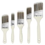 Ainiv Paint Brush Set, Wood Stain Brush Pack, Wood Handle, House Paintbrushes, Angle Sash Paint Brush Set for Wall Trim, House Touch-ups, Furniture Painting, Interior & Exterior Painting - Set of 5