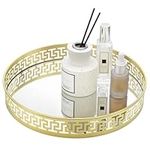 Navaris Mirror Vanity Tray - Perfume Trays for Dresser Decor - Vanity Trays for Bedroom Dresser Tops - Mirrored Bathroom & Large Perfume Tray - 11.8x11.8 (30x30cm) - Round Gold