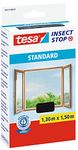 tesa Insect Stop Hook and Loop STANDARD for Windows - Self Adhesive Window Fly Screen - Cut to Desired Size - in Anthracite, 130 cm x 150 cm