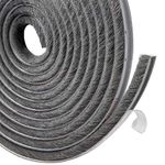 MAPPERZ Weather Stripping Brush Seal Tape for Sliding Windows & Doors Frame Side, Self Adhesive Door Brush Seal Strip for Soundproofing, Windproof, Dustproof, Stronger Stickiness, 10 Meter Long, Gray