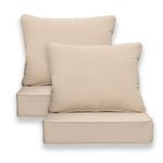 Sunshine Outdoor Indoor/Outdoor Light Beige Deep Seat Patio Cushions: Resilient Foam Filling, Weather Resistant Patio Cushions,2 Sets