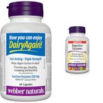 Webber Naturals Dairy Again Lactase Enzyme 250 mg, 60 Capsules, Helps Digestion of Lactose in Milk and Dairy Products & Digestive Enzymes, 90 Tablets, Digestive Support, Vegan