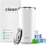 The Clean Hydration Company Insulated Coffee tumbler | Travel coffee mug | Ceramic Lined Tumbler 20 Oz |Iced Coffee Tumbler Cup with Lid | Double Wall Vacuum | White