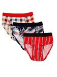 Chipbeys Pack of 3 Printed Boys Briefs with Double-Layered Gusset mid-Rise, Outer-Elastic Assorted