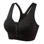 Post Surgery Bras for Women, Sports, Seamless Bra with Wide Back Support, Front Closure, Wide Straps, Non Wire, Bra for Mastectomy or Lumpectomy (UK, Alpha, Regular, Standard, Black M)