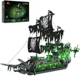 JMBricklayer Pirate Ship Building Toys with Lights, Ghost Ship Flying Dutchman Model Ship Boat 40001, Toy Building Sets for Adults, Halloween Decor Christmas Birthday Gifts for Boys Girls 14+