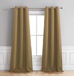 Bella Luna Henley Faux Linen Room Darkening 76 x 84 in. Grommet Curtain Panel Pair, Taupe