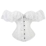 FunAloe White Corset,Burlesque Outfit,Bodyshaper,Burlesque Costume,Lace Up Corset,Women's Bustiers and Corsets,Overbust,Lingerie,Shapewear,Top,Gothic Satin Bridal Party Halloween Costume