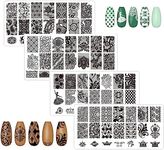 NICENEEDED 4 PCS Lace Nail Art Stamping Plates, Nail Stamper Stencils Reusable, Geometry Pattern Print Manicure Templates for Women and Girls Diy Printing Tools