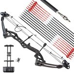 surwolf Compound Bow Fishing Bow 30~55LBS Adjustable Archery Bow and Arrow Set Hunting Bow Shooting Bow Bowfishing Left/Right Handed for Archery Outdoor (Right, black set1)