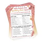 HOMANGA Who Knows The Birthday Girl Best, Birthday Would She Rather, Birthday Game Cards for Teens Kids Girls Sleepover Party - 15x20cm Set of 30 (Pink & Rose, Double-Sided)