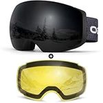 Odoland OTG Ski Goggles Set with Detachable Lens, Frameless Interchangeable Magnetic Lens for Skiing Skating Snowboard, Anti-Fog and UV400 Protection Snow Goggles for Men and Women