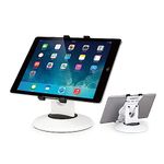 EHO iPad Stand, 360° Rotating Commercial Tablet Stand, Retail Kiosk, 6"-13"(Screen) Adapter Universal Tablet Clamp Holder for iPad, iPad Air, iPad Mini, Microsoft Surface, Most Tablets - White