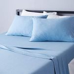 Amazon Basics Cotton Jersey Bed Sheet Set - King, Sky Blue