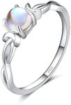 Shysnow Genuine Moonstone Ring for Women Sterling Silver 925 Rainbow Double Moon Infinity Ring Natural Round Moon Stone Promise Engagement Band Ring Dainty Moonstones Gifts for Girl Mom (Size 5-10), Sterling Silver, Cubic Zirconia