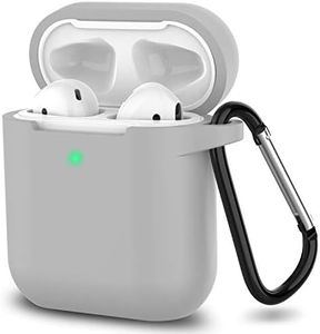 SATLITOG AirPods Case, Full Protective Silicone Accessories Cover, Compatible with Apple AirPods 1&2 Wireless and Wired Charging Case, Gray
