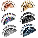 COOEAR Ear Gauges Kit Piercing Tapers Earrings Plugs Tunnels Stainless Steel Expander Stretchers 1.6mm to 10mm 36 Pieces Set