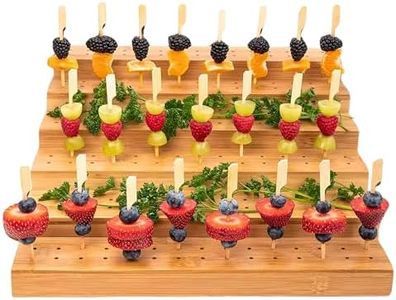 Cozy Luxe Home Skewer Holder Bamboo Party Food Display With 75 Holes - Ideal Food Display Stands For Party, Buffet, Cocktail and Catering Events - Five Tier Appetizer Skewers Food Stand, Brown
