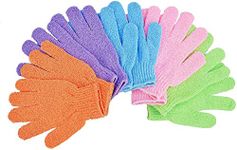 Bath Gloves 5 Pairs Exfoliating Gloves natural Mitts gloves for men and women Use,Shower Gloves Body Spa Makes Skin Soft and Healthy ( AOLANS)