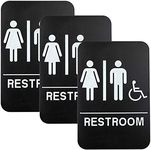 Excello Global Products Plastic Restroom Sign: Easy to Mount with Braille (ADA Compliant), Great for Business - 6"x9", Unisex, Handicap - Pack of 3