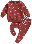 Amnnchya Infant Girl Boy Christmas Outfit Cane Print Sweatshirt Pant Toddler Baby Fall Winter Outfits Christmas Clothes (Red Cute, 12-18 Months)