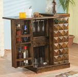 MAHIMART AND HANDICRAFTS Wood Bar Cabinet for Home || Home Bar Furniture with Storage || Bar Units || Bar Cabinet for Living Room || Wine Rack with Drawer & Glass Holder