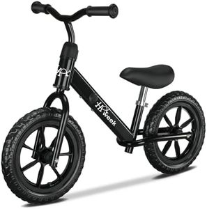 HAWEEK Toddler Balance Bike 12” No Pedal Training Bicycle for Kids 24 Months to 5 Years Tool-Free Adjustments Seat and Handlebar Best Gift for 2-5 Boys Girls (Black)