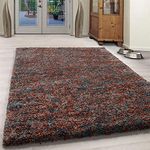 Bravich Large Terracotta Orange and Teal Blue Mix Blend Pattern Design Mix Thick Shag 5cm Super Soft High Deep Pile Shaggy Area Rug/Living Room Rug Carpet 120x170 cm (4ft x 5ft6)