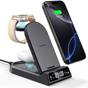 SwanScout Wireless Charger Station for iPhone, 4 in 1 Wireless Charging Station for iPhone 15 14 13 12 Pro Max, Watch Charger for iWatch 9/Ultra/SE/8/7/6/5/4/3/Air pods Pro 3 2