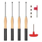 DEEFIINE 18.3" Full Size Carbide Tip Wood Lathe Turning Tool Kit, Lathe Roughing and Finishing Tool with Diamond Round Square Carbide Inserts for Woodturning (4pcs)