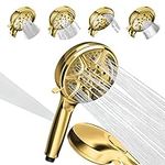 SparkPod 5 Inch 9 Spray Setting Shower Head - Handheld High Pressure Jet with On/Off Switch, Pause & Waterfall Setting- Premium ABS Removable Handheld Shower Head (Handheld Only, Egyptian Gold)