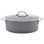 Rachael Ray 80090 Professional Hard Anodized Nonstick Cookware Oval Pasta Pot / Braiser, 8 Quart - Gray