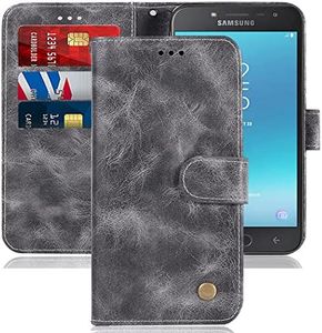 Jhxtech Case for Galaxy J2 Pro 2018 / Grand Prime Pro 2018 Wallet Case, PU Leather Wallet Flip Phone Case Cover with Card Slots for Samsung Galaxy J2 Pro 2018 (gray)