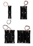 SP Electron AA 18650 Battery Case Holder with Lead Wire Bundle, 4 Pcs DIY Battery Storage Boxes, 1 Slots, 2 Slots, 3 Slots, 4 Slots in Parallel Black Plastic Batteries Case with Wire