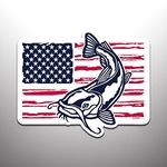 Matte Catfish With American Flag Vinyl Decal Sticker (2 Pack) | Cars Trucks Vans SUVs Windows Walls Cups Laptops | Full Color Printed and Laminated | 2-5.5 Inch | KCD2451