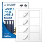 Spartan Industrial Printable Laser and Inkjet Labels - 3 3/8" X 2 1/3" White Name Tag Labels - 100 Sheets, 800 Total Labels