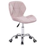 Charles Jacobs Home Office Swivel Computer Desk Chair with a Height Adjustable Chrome base and Wheels - Pink Velvet