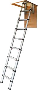 YOUNGMAN Telescopic Loft Ladder – 2.9m Extendable Attic Access