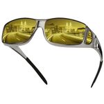 URUMQI Night Driving Glasses Fit Over Glasses for Men Women, Anti Glare Polarized Headlight Glasses Yellow Night Time Clear Vision Glasses