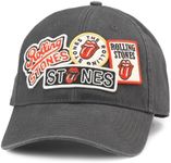 AMERICAN NEEDLE Rolling Stones Iconic Adjustable Buckle Strap Baseball Hat, Black (43910A-RLSTONE-BLK)