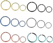 Liuxn 18 Pieces 20 Gauge inless Steel Nose Ring Earring Hoop for Body Piercing, 6 Colors, 3 Sizes …