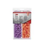 3M Non-corded Disposable Earplugs, Purple and Orange, Lightweight Hearing Protection, 80 Pairs (NRR 32 dB)