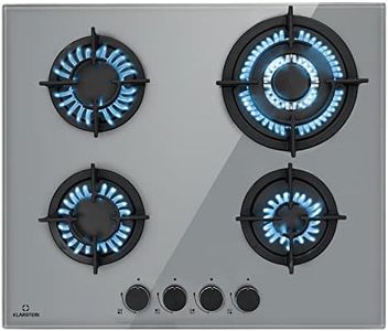 Klarstein Table de Cuisson à Gaz, Plaque de Cuisson Gaz à 4 Brûleurs, Table de Cuisson Electrique à 4 Feux de 8000W, Cuisiniere Gaz, Gaziniere Gaz avec Brûleurs en Acier Inoxydable, Cuisinières GPL