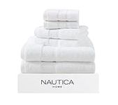 Nautica | Oceane Collection | 6 Piece Towel Set- Decorative Luxury Hotel & Spa Quality Bathroom Linens, Absorbent & Fade Resistant, 6 Piece, White